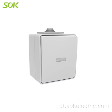 IP65 1 Way 1G Wall Switch com LED de montagem em superfície